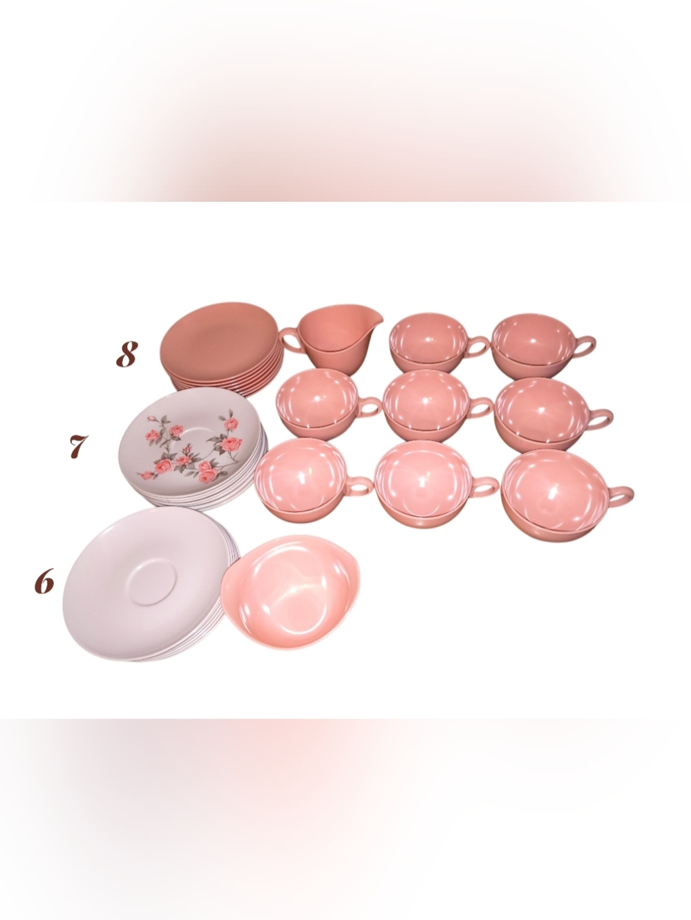 31-pc Vintage Pink Floral Teacup and Saucer Set